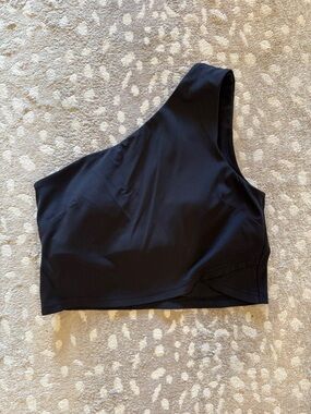 lululemon athletica Black Asymmetric One-Shoulder Crop Top